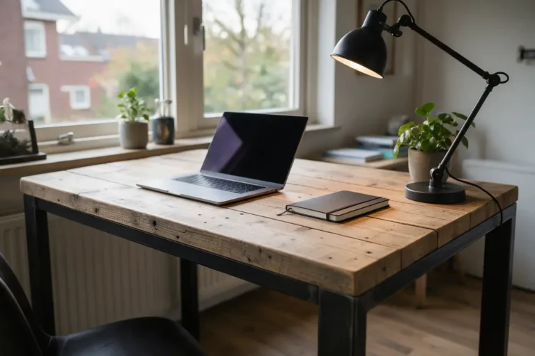 Bureau van steigerhout als thuiswerkplek